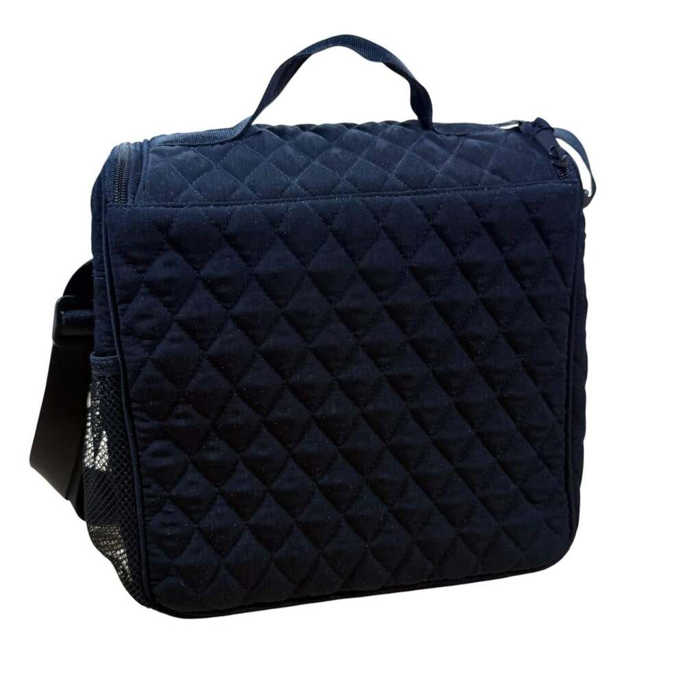 Vera Bradley Navy Blue Quilted Lunch Bag Adjustable Strap Insulated 10" Zip Clos - Picture 4 of 8